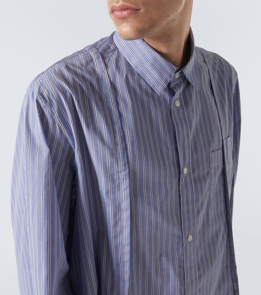 Striped pleated cotton poplin shirt