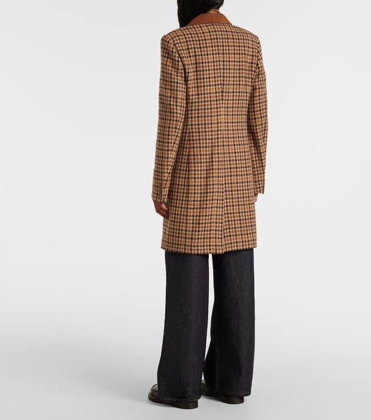 Houndstooth wool-blend coat