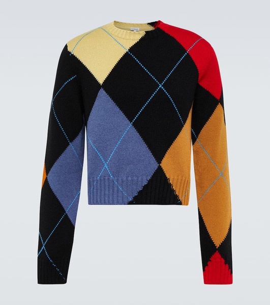 Cropped argyle cashmere sweater