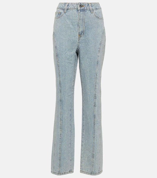 Embellished high-rise straight jeans