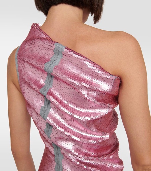 One-shoulder sequined gown