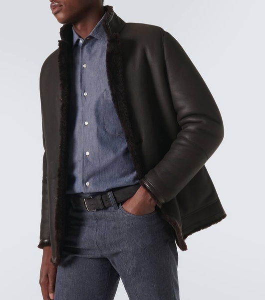 Shearling-lined leather jacket