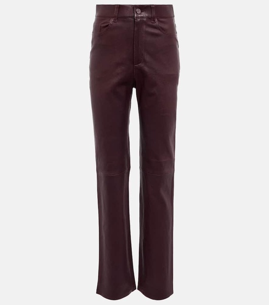 Terry high-rise straight leather pants