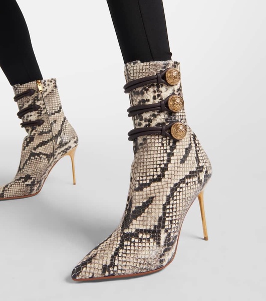 Alma snake-effect leather ankle boots