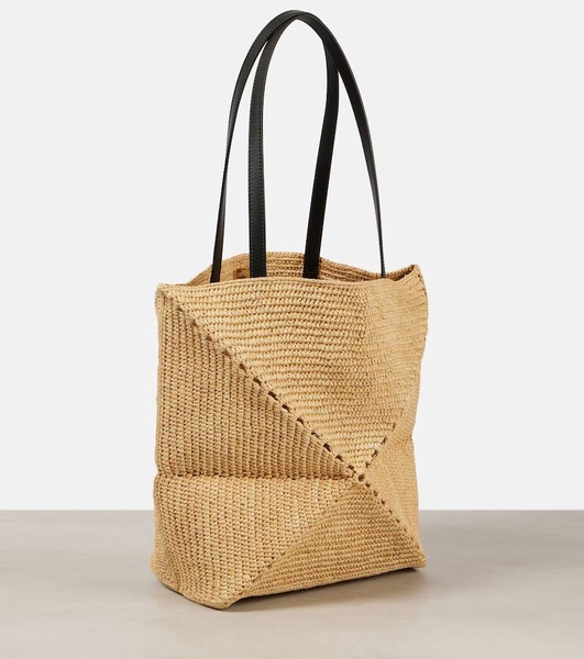 Paula's Ibiza Puzzle Fold raffia tote bag