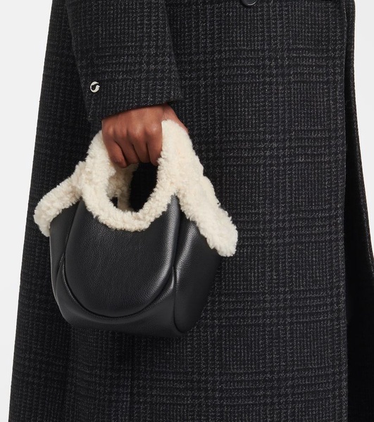 Swipe Mini faux fur-trimmed leather bucket bag