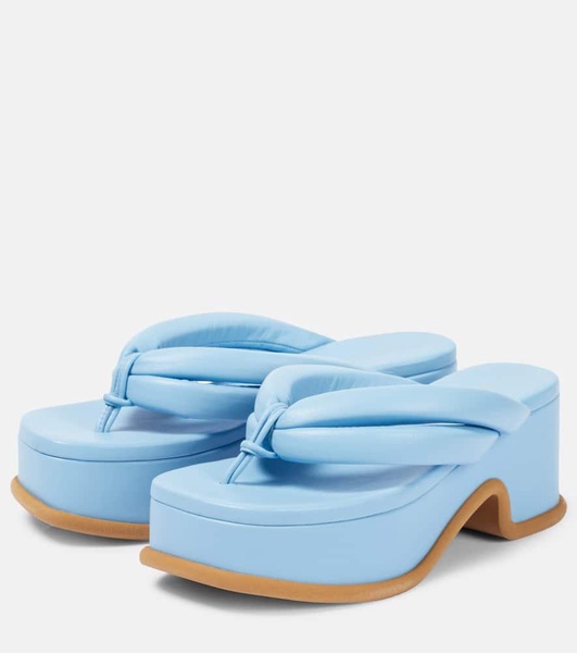 Leather platform thong sandals