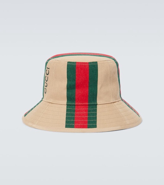 Logo printed cotton canvas bucket hat