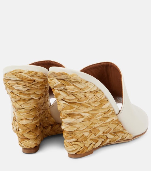 Deia 100 leather-trimmed espadrille wedges