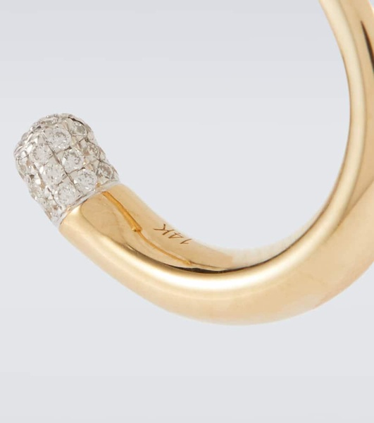 Tube Small 14kt gold single earring with diamonds