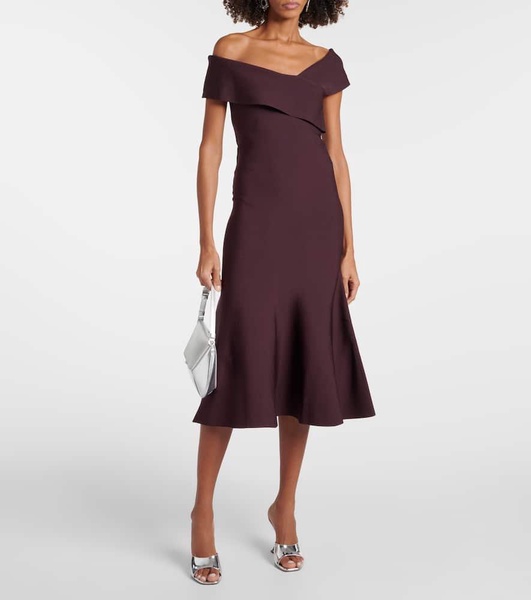 Asymmetric off-shoulder midi dress