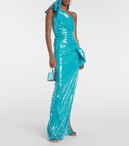 Sequined asymmetric maxi dress