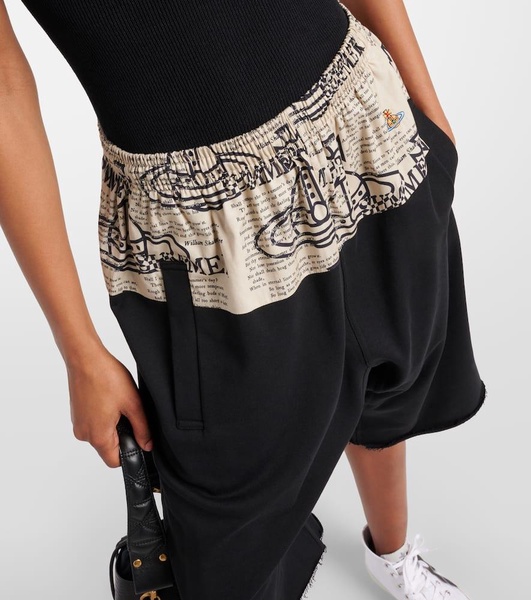 Kung Fu printed cotton shorts