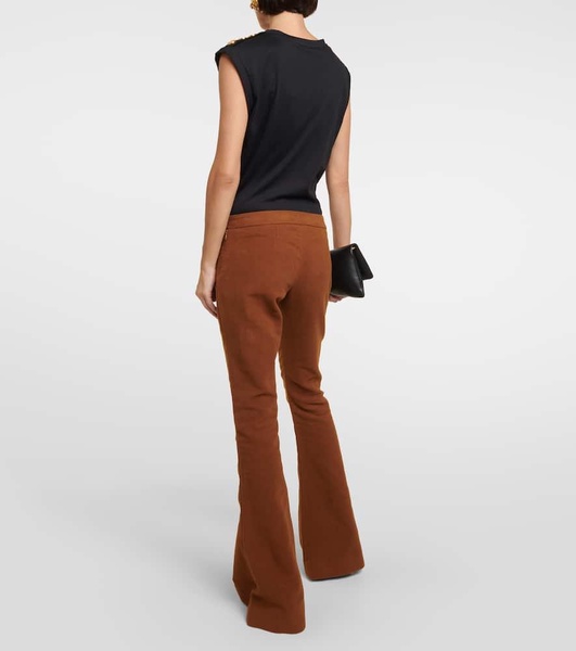 Low-rise flared cotton pants