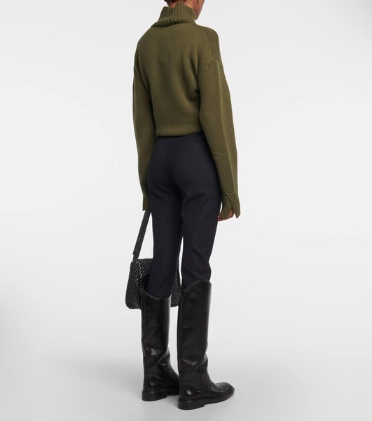 High-rise wool-blend slim pants