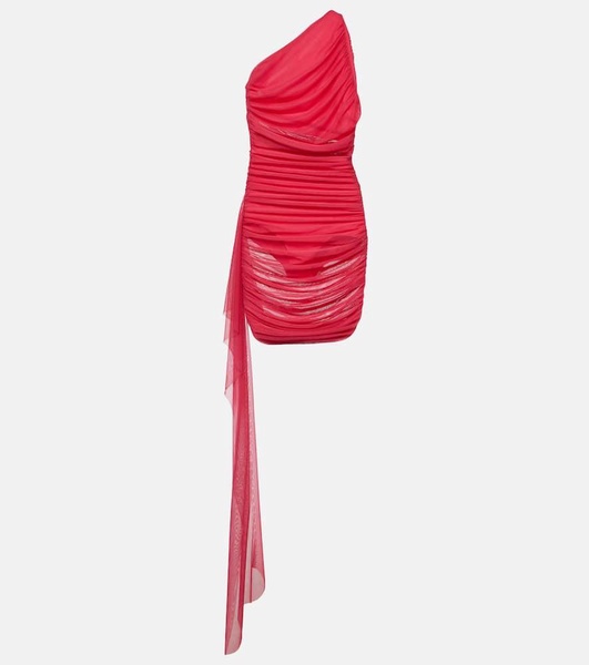 Drape-detail ruched chiffon minidress