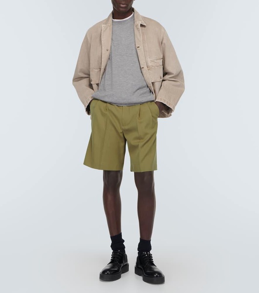 Wool gabardine shorts