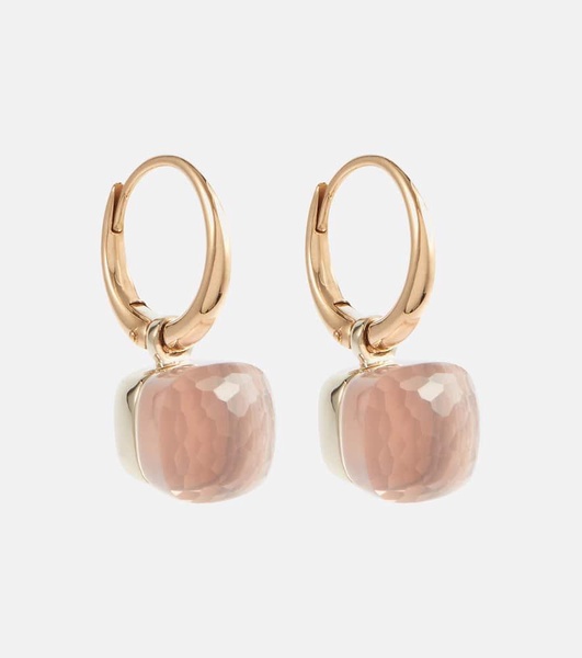 Nudo Petit 18kt rose and white gold earrings with rose quartz