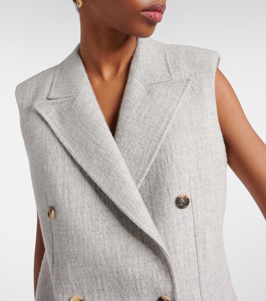 Mayte double-breasted cashmere and linen vest