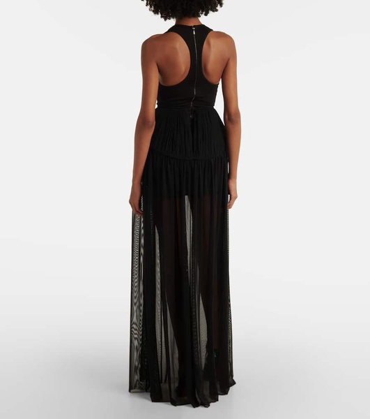 Jersey and chiffon gown