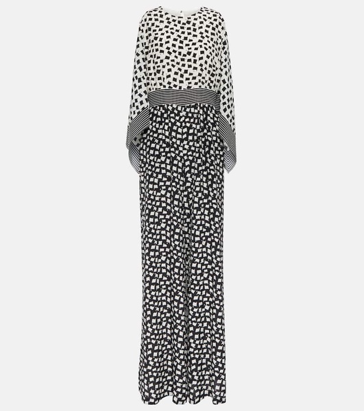 Printed wide-leg silk jumpsuit