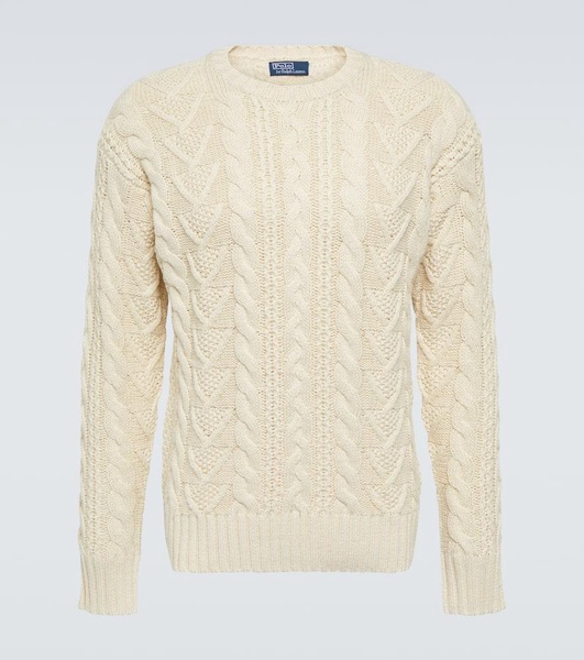 Cable-knit cotton-blend sweater