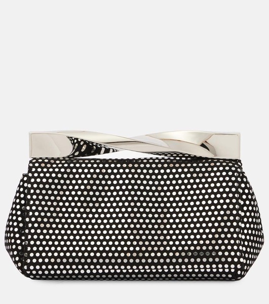 Twist Mini studded suede clutch