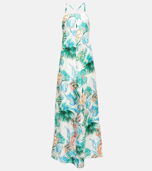 Printed silk maxi dress