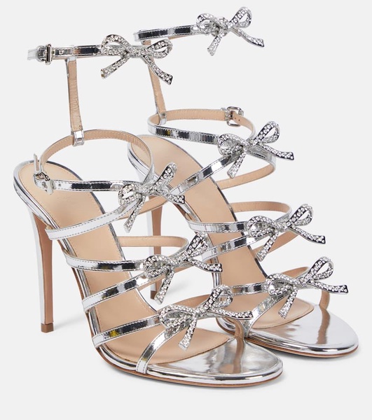 Silver Love Bow embellished sandals