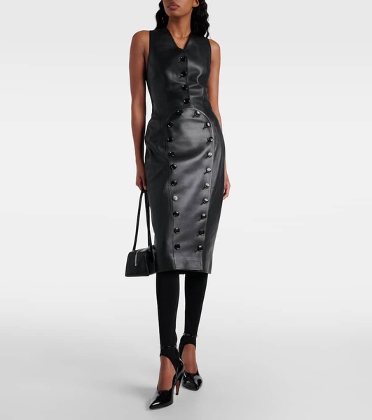 Leather midi dress