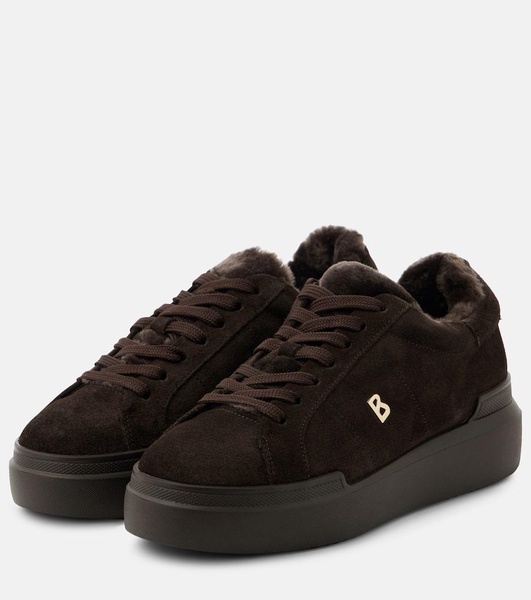 Hollywood shearling-trimmed suede sneakers