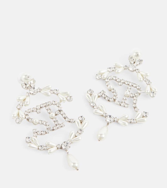 Crystal-embellished pearl earrings