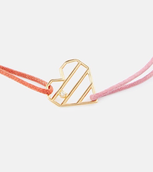 Bright Striped Heart 9kt gold-trimmed bracelet with diamond