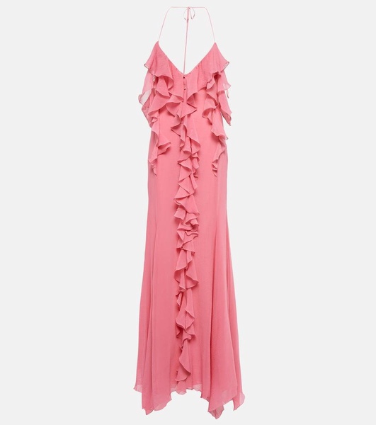 Ruffle cotton and silk maxi dress