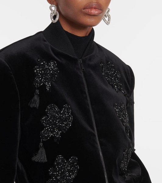 Musette embroidered velvet bomber jacket