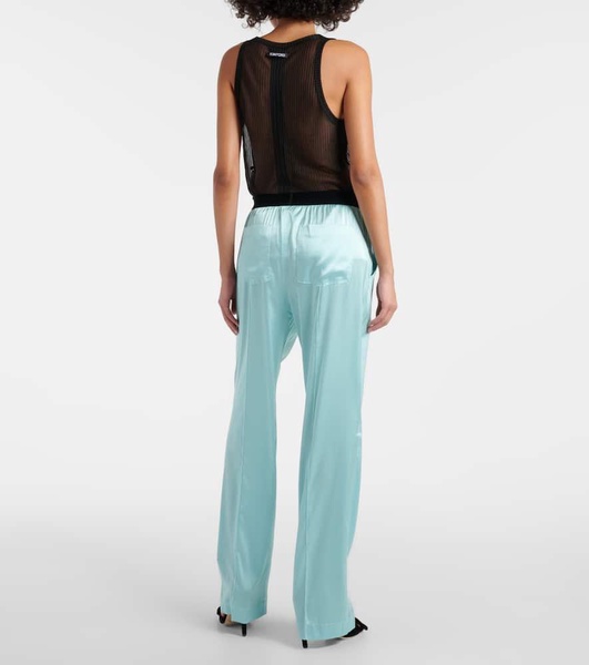 Silk-blend satin pajama pants