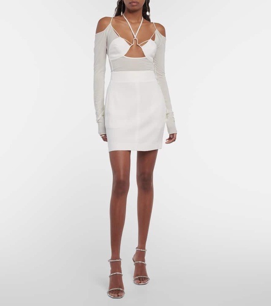 Bridal cutout crêpe minidress