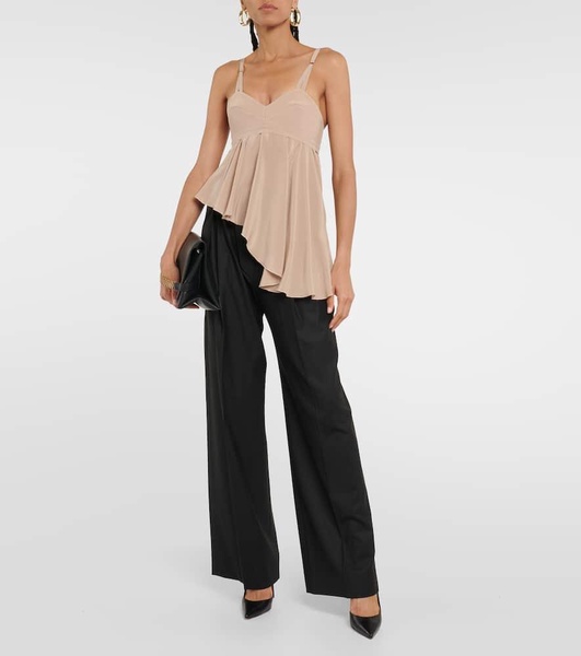 Asymmetric silk crepe de chine top