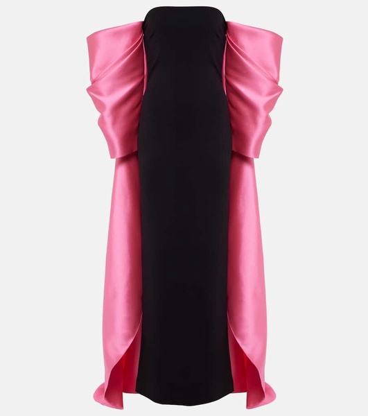 Kyla caped twill and crêpe gown