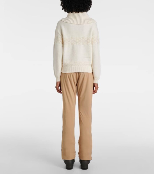 Elana jacquard wool-blend half-zip sweater