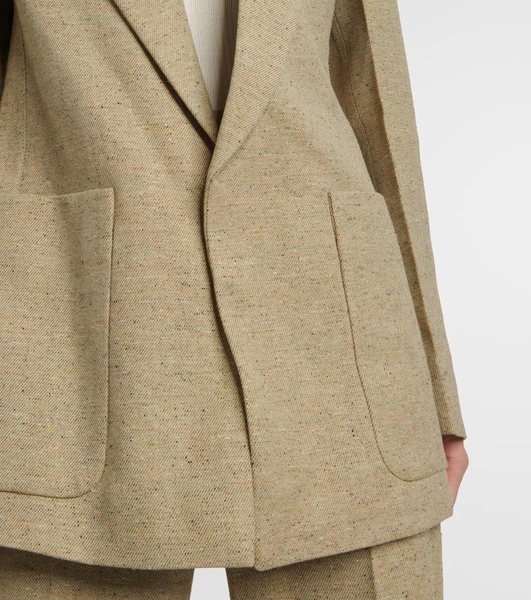 Single-breasted wool-blend blazer 