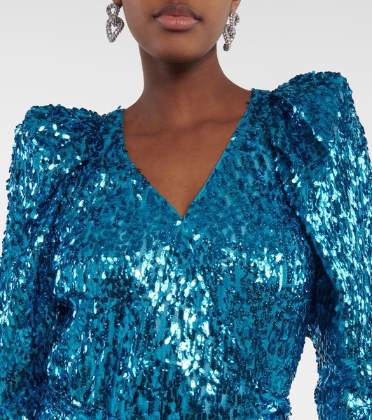 ROTATE V-Neck Sequin Embellished Midi Dress