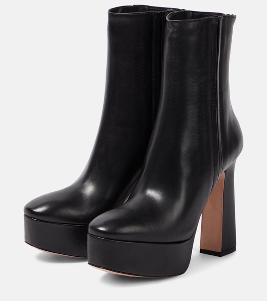 Groove leather platform ankle boots