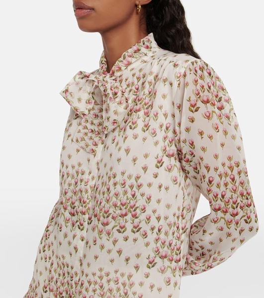 Floral printed silk blouse