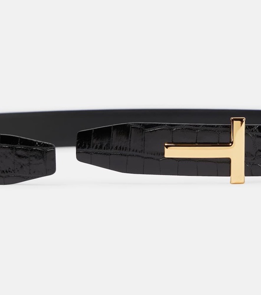 Monogram croc-effect leather belt