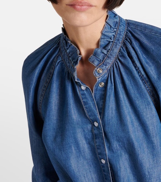 Calisto ruched denim shirt