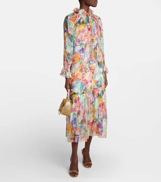 High Tide floral silk midi dress