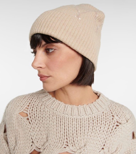 Embellished cashmere beanie