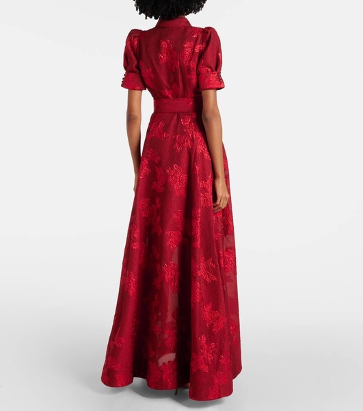 Henrietta belted brocade gown