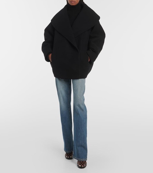 Cocoon wrap virgin wool coat